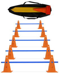 SPORTIKEL24 Cavaletti-Hürden 5er-Set aus Kunststoff in Orange und Gelb mit Tragetasche für Agility und Reha – Bild 1 von 13