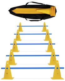 Sportikel24 Cavaletti-Hürden 5er-Set aus Kunststoff mit Stangen 100 cm Gelb/Blau für Agility und Reha inklusive Tragetasche - 5 x 100 cm – Bild 1 von 13