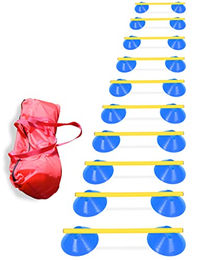 Sportikel24 Cavaletti Mini-Hürden 10er Set mit blauen und gelben 50 cm Kunststoffstangen und Markiermulden für Hundetraining und Agility inklusive Tragetasche – Bild 1 von 6