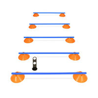 Produktbild von SPORTIKEL24 Cavaletti Mini-Hürden 5er Set aus Kunststoff für Hundetraining mit orangefarbenen Mulden und blauen Stangen für Agility und Koordination - 5 x 100 cm