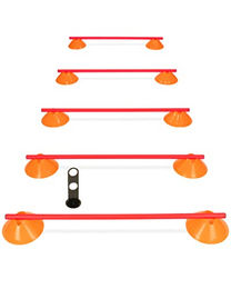 SPORTIKEL24 Cavaletti Mini-Hürden 5er Set aus Kunststoff für Hundetraining mit orangefarbenen Mulden und roten Stangen zur Agility und Koordination - 5 x 100 cm – Bild 1 von 7