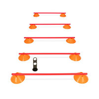 Produktbild von SPORTIKEL24 Cavaletti Mini-Hürden 5er Set aus Kunststoff für Hundetraining mit orangefarbenen Mulden und roten Stangen zur Agility und Koordination - 5 x 100 cm