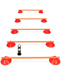 SPORTIKEL24 Cavaletti Mini-Hürden 5er Set aus Kunststoff für Hundetraining mit roten Mulden und orangefarbenen Stangen zur Agility und Koordination - 5 x 100 cm – Bild 1 von 7