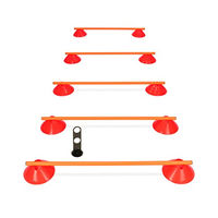 Produktbild von SPORTIKEL24 Cavaletti Mini-Hürden 5er Set aus Kunststoff für Hundetraining mit roten Mulden und orangefarbenen Stangen zur Agility und Koordination - 5 x 100 cm