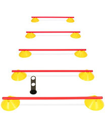 SPORTIKEL24 Cavaletti Mini-Hürden 5er Set aus Kunststoff – Gelbe Mulden und rote Stangen für Hundetraining und Agility - 5 x 100 cm – Bild 1 von 7