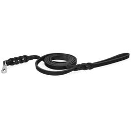 Produktbild von Spotted! Pro Leder Showleine für Hunde Schwarz 180 x 1 cm mit Clip-Haken-Verschluss