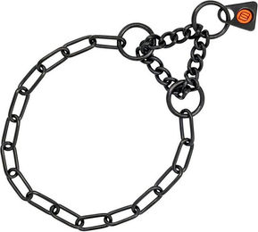 Sprenger Erziehungshalsband aus Edelstahl mit Zugbegrenzung und langen Gliedern für Hunde in Schwarz und Silber – Bild 1 von 4
