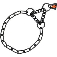 Produktbild von Sprenger Erziehungshalsband aus Edelstahl mit Zugbegrenzung und langen Gliedern für Hunde in Schwarz und Silber