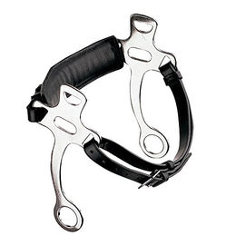 Sprenger Hackamore aus Leder für Ponys mit Edelstahl in Schwarz und Silber – Bild 1 von 3