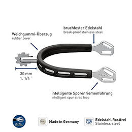 Sprenger Ultra Fit Extra Grip Sporen mit Sonnenrad und Balkenhol-Schlaufe 30mm – Bild 1 von 5