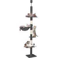 Produktbild von Springos Kratzbaum für Katzen mit Liegemulde deckenhoch höhenverstellbar 240 cm - 265 cm Grau