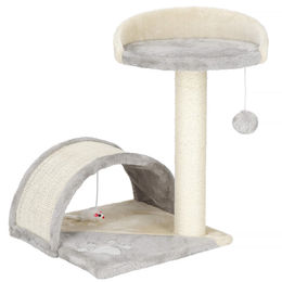 Springos Kratzbaum Zubehör Set mit Plattform Spielball Spielmaus Brücke und Sisal 47 cm Grau Creme – Bild 1 von 1