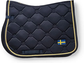 Springschabracke Equestrian Stockholm Blau Gold für Vollblut – Bild 1 von 1