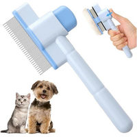 Produktbild von Srvillg Selbstreinigende Katzenbürste zur Massage aus Edelstahl und Kunststoff in Blau