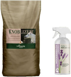 Produktbild von St. Hippolyt Bio Knoblizem Mineral + Relax Biocare Mückenmilch Ergänzungsfutter für Pferde 1000g