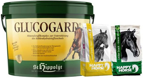 Produktbild von St. Hippolyt Glucogard Nahrungsergänzung zur Unterstützung des Stoffwechsels und der Gewichtskontrolle 3 kg sowie Lobs Belohnungswürfel 2 x 1 kg