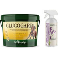 Produktbild von St. Hippolyt Glucogard + Relax Biocare Mückenmilch für Pferde zur Unterstützung von Diabetes, Gewichtskontrolle sowie Haut und Fell 1000 ml