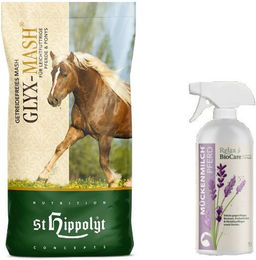 Produktbild von St. Hippolyt Glyx Mash + Relax Biocare Mückenmilch für Pferde zur Unterstützung von Verdauung sowie Haut und Fell