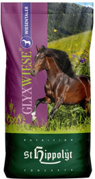 Produktbild von St. Hippolyt GlyxWiese Wiesentaler Kräuterheu Pellets für Pferde zur Unterstützung der Verdauung ohne tierisches Protein 1 kg