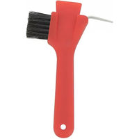 Produktbild von St. Hippolyt Hufauskratzer 3 in 1 mit Bürste aus Metall in Rot für die Hufpflege