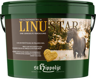 Produktbild von St. Hippolyt LinuStar Gelbe Leinsamen als Einzelfuttermittel für Pferde zur Unterstützung von Haut, Fell und Verdauung