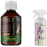 Produktbild von St. Hippolyt NanoShot E + Relax Biocare Mückenmilch Ergänzungsfutter für Pferde mit Vitaminen und Öl für Haut und Fell 300 ml