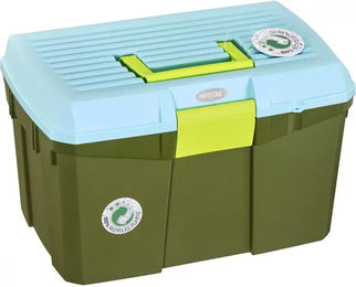 St. Hippolyt Pflegebox für Pferde aus Kunststoff mit verstärktem Deckel in Grün Blau – Bild 1 von 5