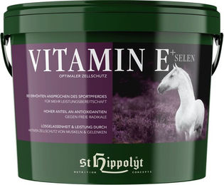 St. Hippolyt Vitamin E plus Selen Nahrungsergänzung für Pferde zur Unterstützung von Immunsystem, Gelenken, Haut, Fell und Verdauung 1000g – Bild 1 von 2