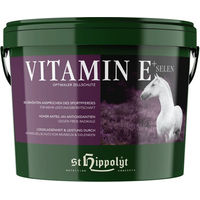 Produktbild von St. Hippolyt Vitamin E plus Selen Nahrungsergänzung für Pferde zur Unterstützung von Immunsystem, Gelenken, Haut, Fell und Verdauung 1000g