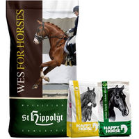 Produktbild von St. Hippolyt WES for Horses Basic Crunch Ergänzungsfutter für Pferde 25 kg mit Lobs Belohnungswürfeln