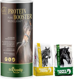 Produktbild von St. Hippolyt WES for Horses Protein Booster Nahrungsergänzung für Pferde zur Unterstützung von Muskelaufbau und Stoffwechsel 0,75 kg