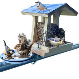 STAFECO 3in1 Vogelhaus für den Balkon aus wetterfestem Holz als Vogelfutterhaus und Wildvogeltränke – Bild 1 von 8