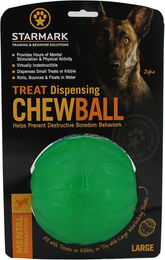 Produktbild von Starmark Kauspielzeug Treat Dispensing Chew Ball Größe L aus TPR in Grün Bunt mit Ø 10 cm