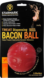 Produktbild von Starmark Treat Dispensing Bacon Ball Hundespielzeug aus TPR in Rot Größe M Ø 8 cm