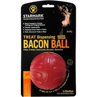 Produktbild von Starmark Treat Dispensing Bacon Ball Hundespielzeug aus TPR in Rot Größe M Ø 8 cm