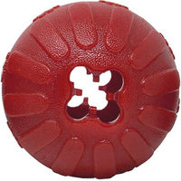 Produktbild von Starmark Treat Dispensing Bacon Ball Hundespielzeug aus TPR Rot Größe L Ø 10 cm
