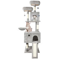 Produktbild von StarTech Katzen Kratzbaum Kletterbaum aus Holz mit Häuschen und 5 Ebenen 48x48x162 cm Typ 4