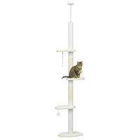 Produktbild von StarTech Katzen Kratzbaum mit Deckenspanner aus Holz und Plüsch in Weiß