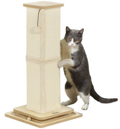 StarTech Katzen Kratzsäule aus Holz und Sisal mit Spielball 67 cm in Eiche Optik – Bild 1 von 2