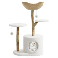 Produktbild von StarTech Katzenbaum Kratzbaum aus Holz und Rattan in Weiß mit 4 Ebenen und Liegeflächen 104 cm