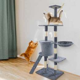 StarTech Katzenbaum Kratzbaum Kletterturm mit 5 Ebenen aus Holz in Grau – Bild 1 von 1