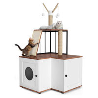 Produktbild von StarTech Katzenbaum mit integriertem Katzentoiletten-Schrank aus Holz mit 2 Etagen und Kratzsäule für Wohnungskatzen 124 cm hoch