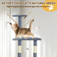 Produktbild von StarTech Katzenkratzbaum 140 cm in Grau mit Sisal-Kratzsäulen und Plüsch
