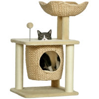 Produktbild von StarTech Katzenkratzbaum aus Holz mit 3 Ebenen, Höhle, Liegefläche und Spielball, 74 cm hoch
