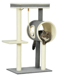 StarTech Katzenkratzbaum aus Holz mit 3 Ebenen, Katzenhöhle und Spielball, 104 cm – Bild 1 von 3