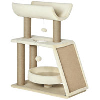 Produktbild von StarTech Katzenkratzbaum aus Holz und Sisal mit 3 Ebenen, Spielball und Liegefläche, 76 cm hoch, Beige