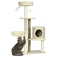 Produktbild von StarTech Katzenkratzbaum mit 4 Ebenen, Höhle, Korb und Spielball aus Sisal, 124 cm hoch