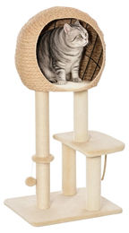 StarTech Katzenkratzbaum mit Höhle aus Holz, Plüsch und Sisal in Beige, 100 cm – Bild 1 von 2