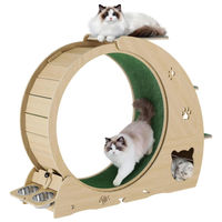 Produktbild von StarTech Katzenlaufrad aus Naturholz als 4-in-1 Aktivitätszentrum mit Kratzfläche und Schlafplatz 140 cm