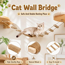StarTech Katzenleiter Indoor Wandmontierte Kletterbrücke aus Holz mit Sisalseil Gelb 100 cm – Bild 1 von 1